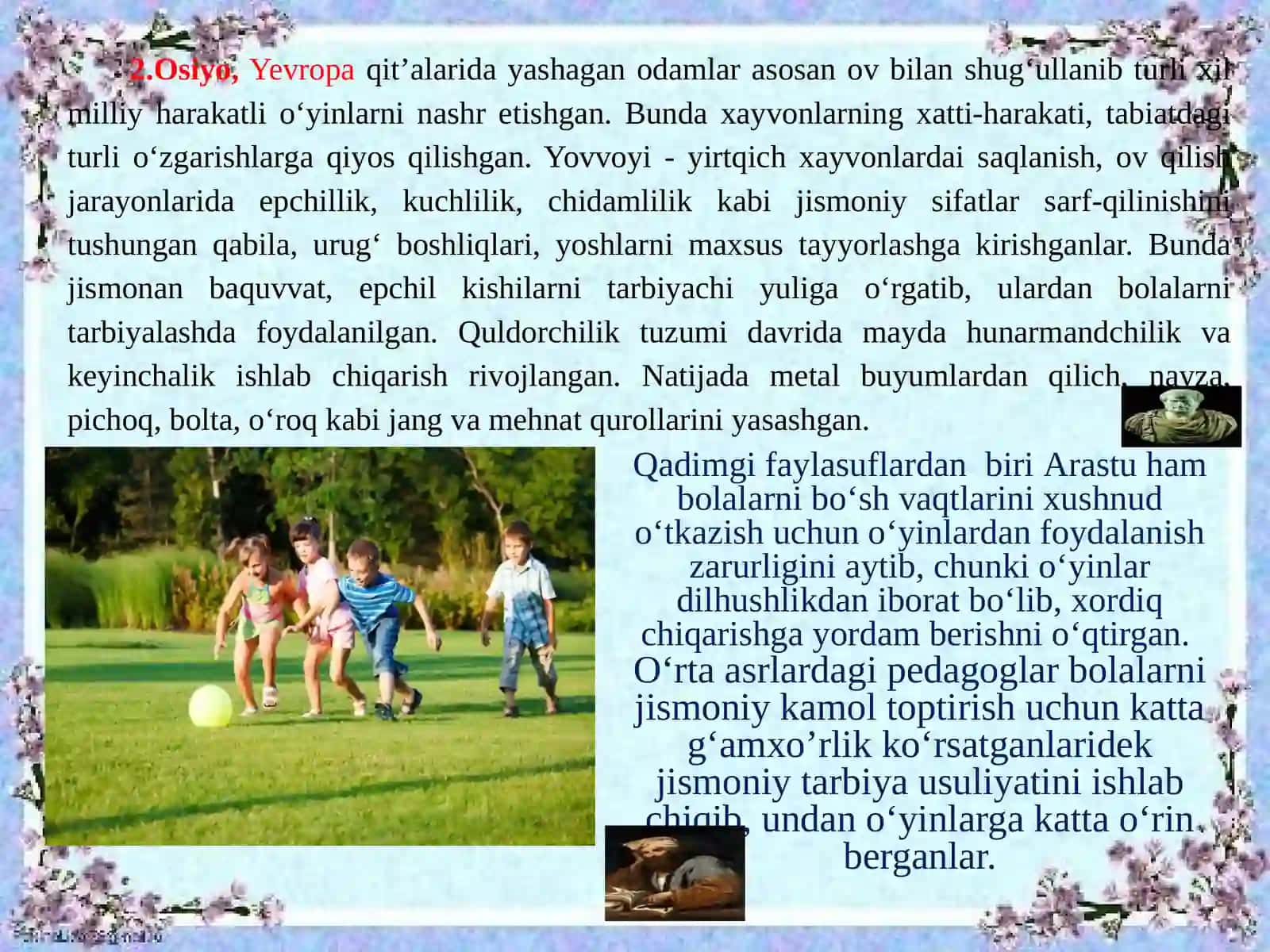 Harakatli o‘yinlarning tarixi, turkumlanishi 3