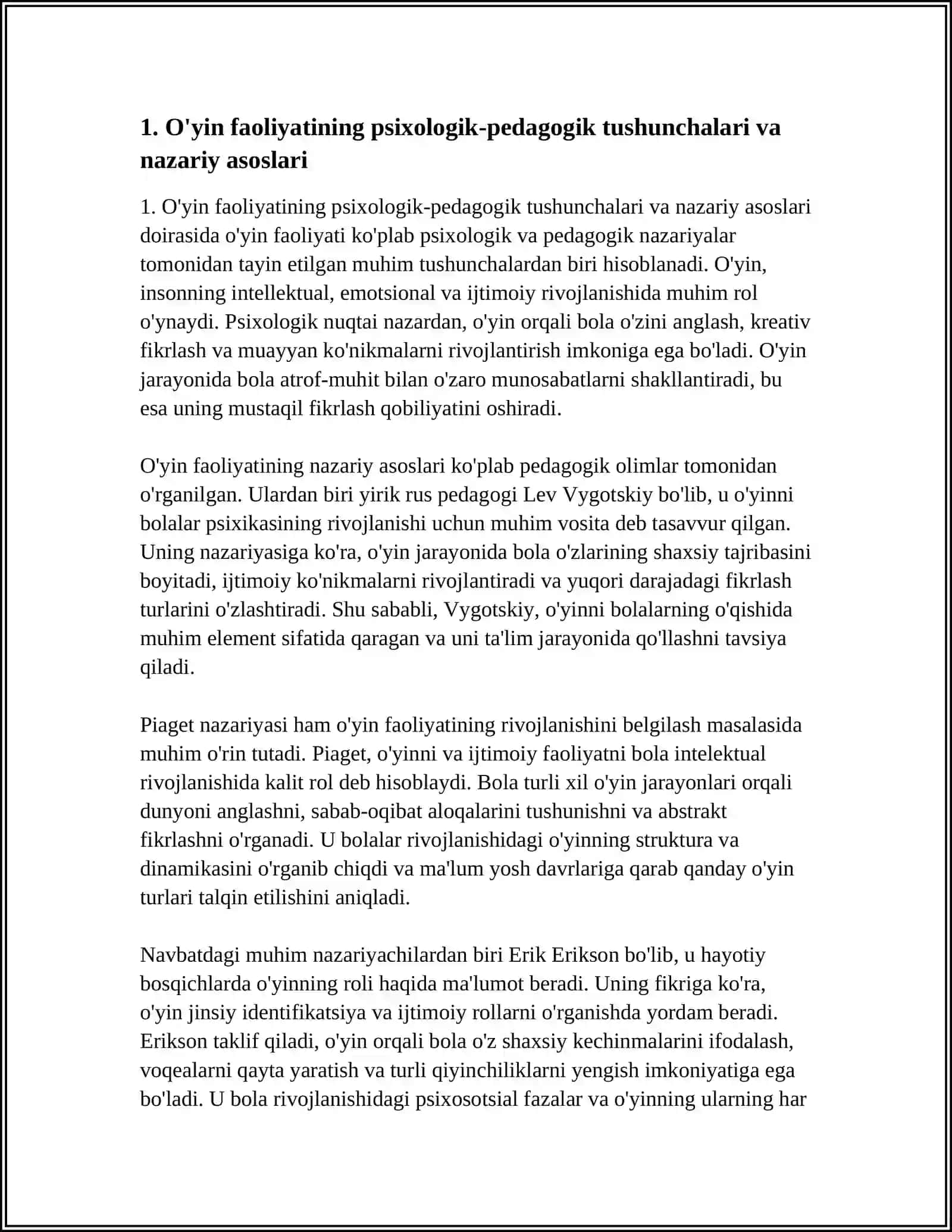 O'YIN FAOLIYATINING PSIXOLOGIK-PEDAGOGIK ASOSLARI 3