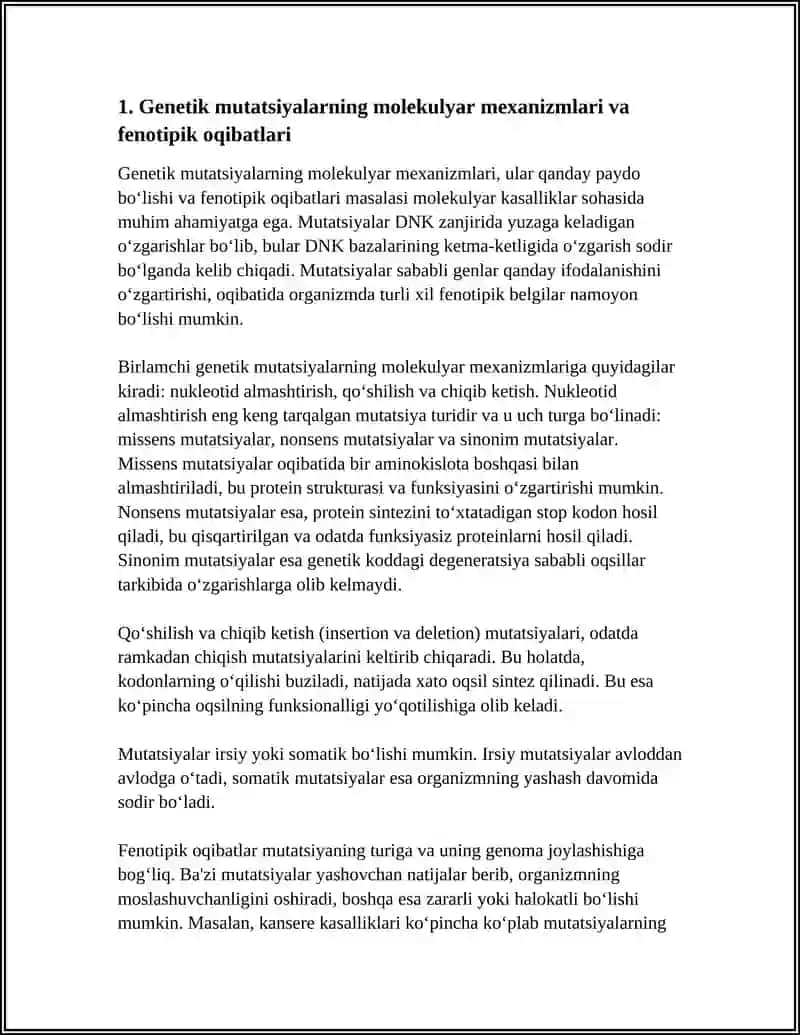 MOLEKULYAR KASALLIKLAR VA ULARNING SALBIY OQIBATLARI 3