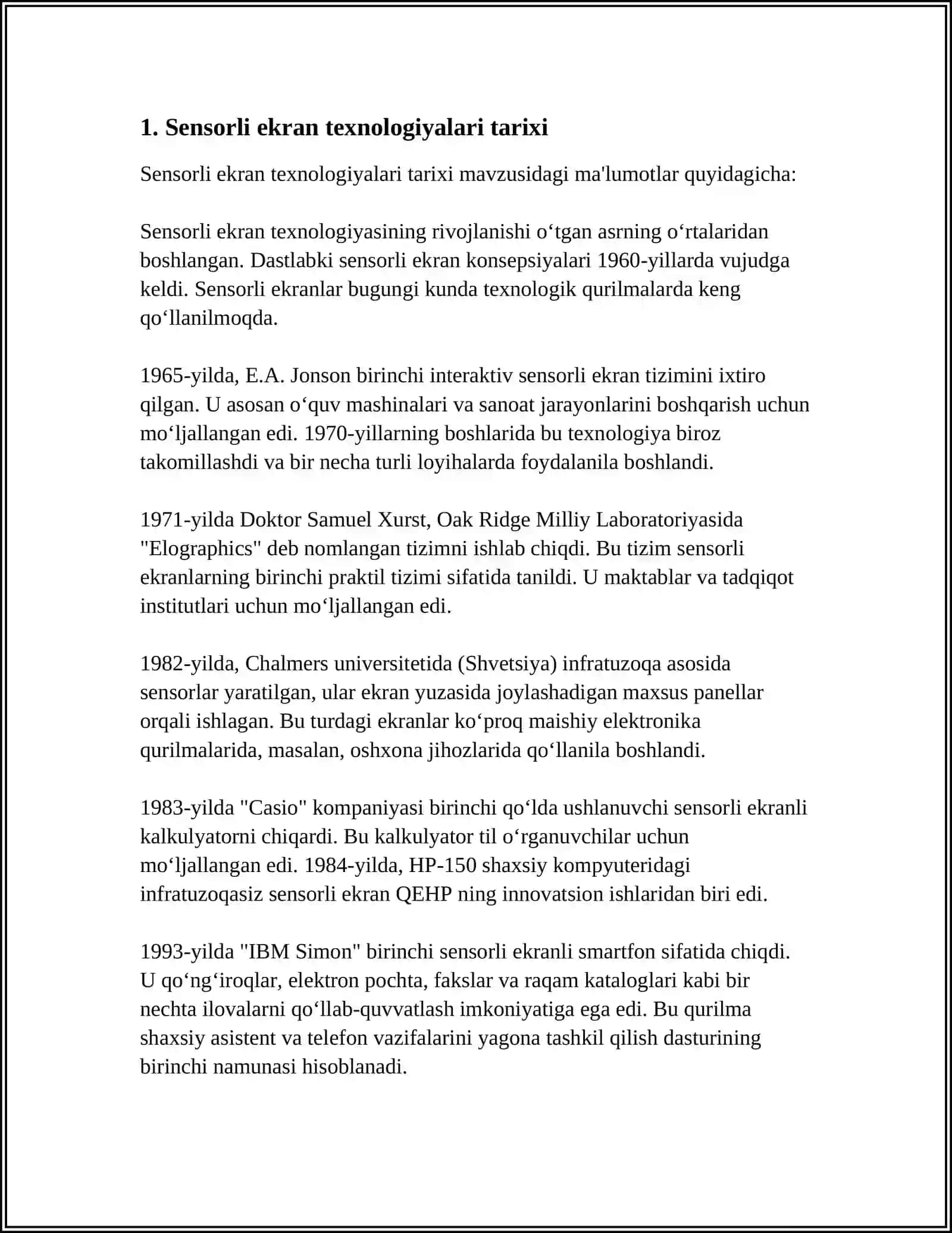 SENSORLI EKRAN (TOUCHSCREEN) INTERFEYSI BILAN ISHLASH 3