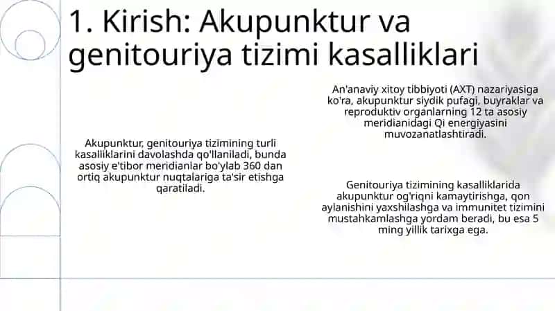 Siydik - tanosil tizimi kasalliklarida akupunktura 3