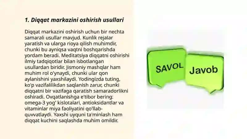 Diqqat markazini oshirish usullari 3