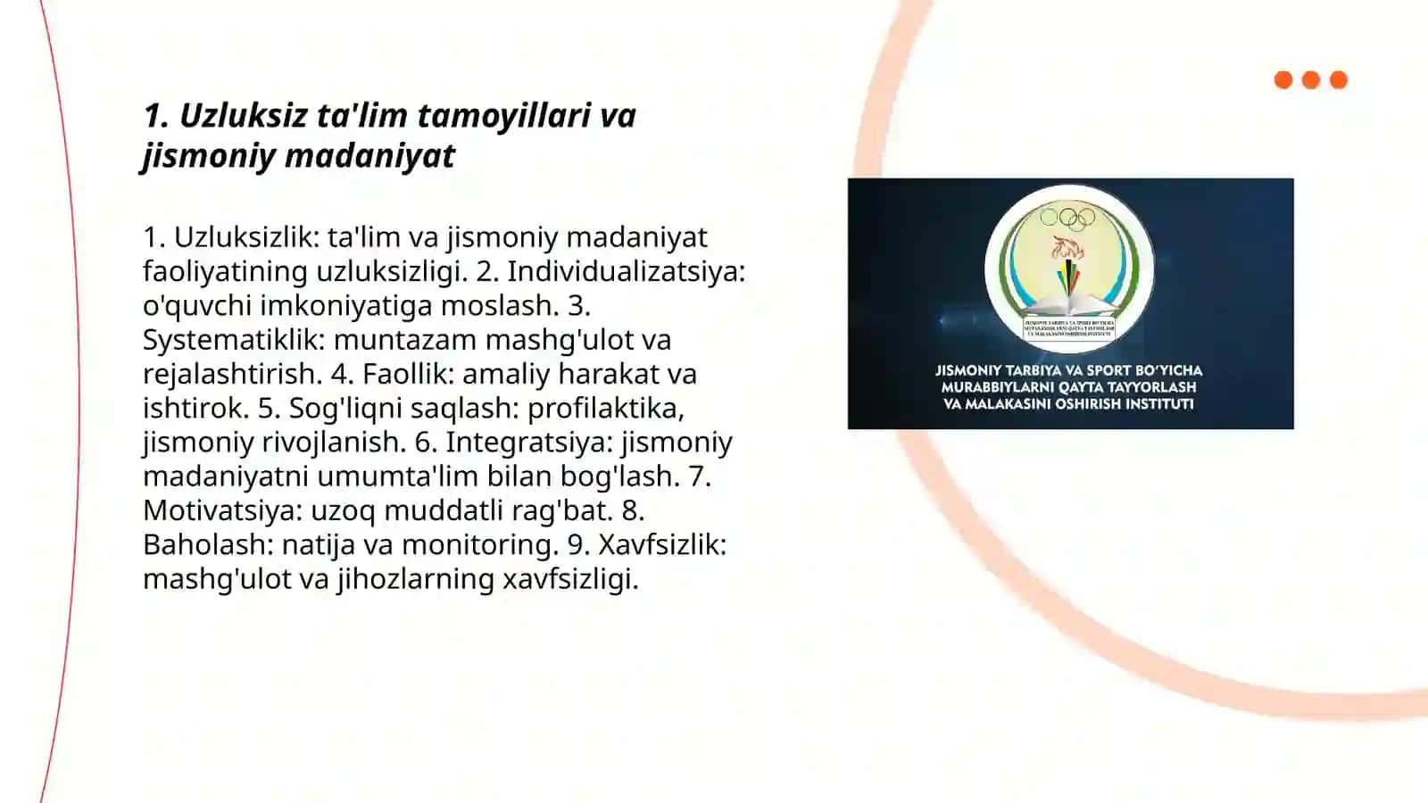 Uzluksiz ta'lim. Jismoniy madaniyat 3