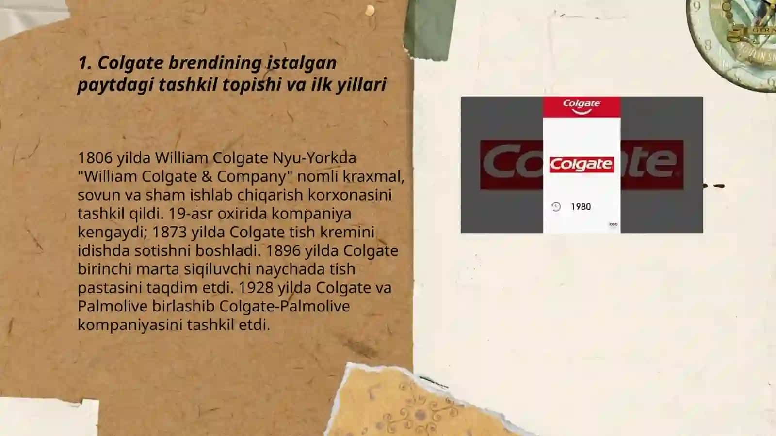 Colgate brendening tarixi va kelib chiqishi 3