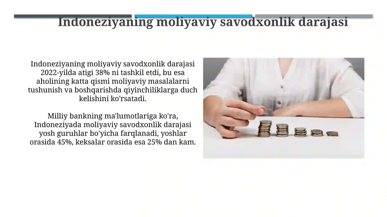 Indoneziyaning moliyaviy savodxonlik darajasi 3