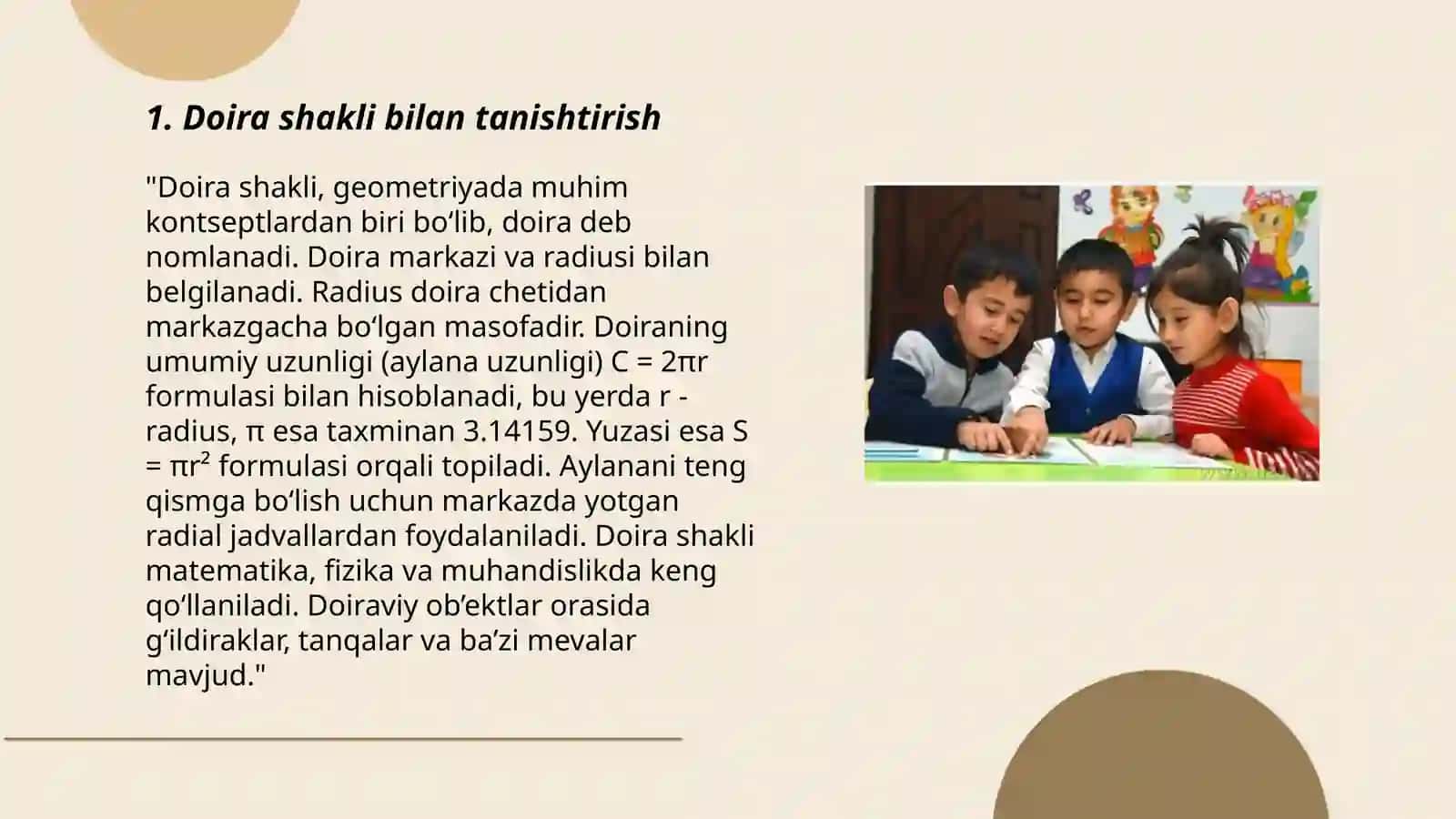 Doira shakli bilan tanishtirish 3