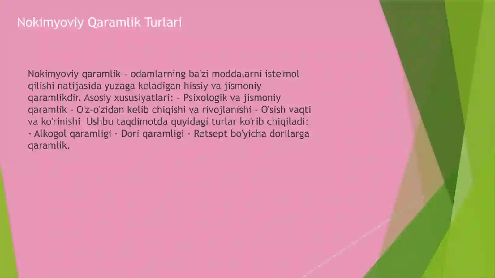 Nokimyoviy qaramlik turlari 3
