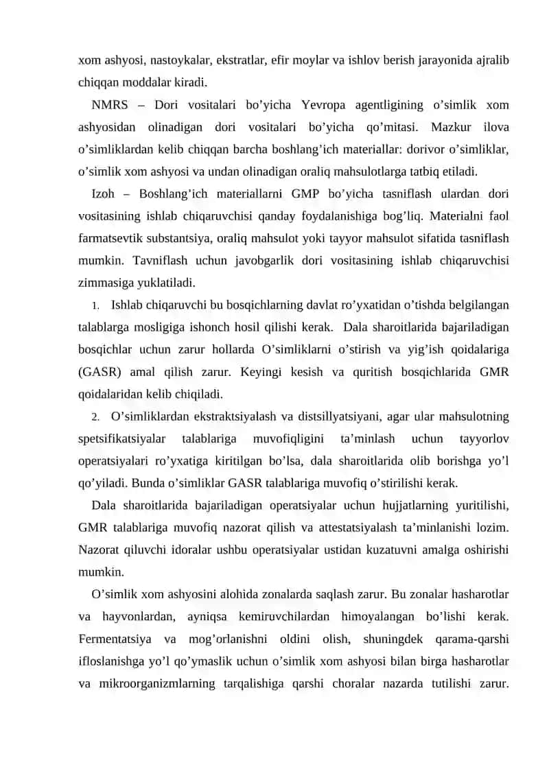O’simlik xom ashyosidan dori vositalari 3