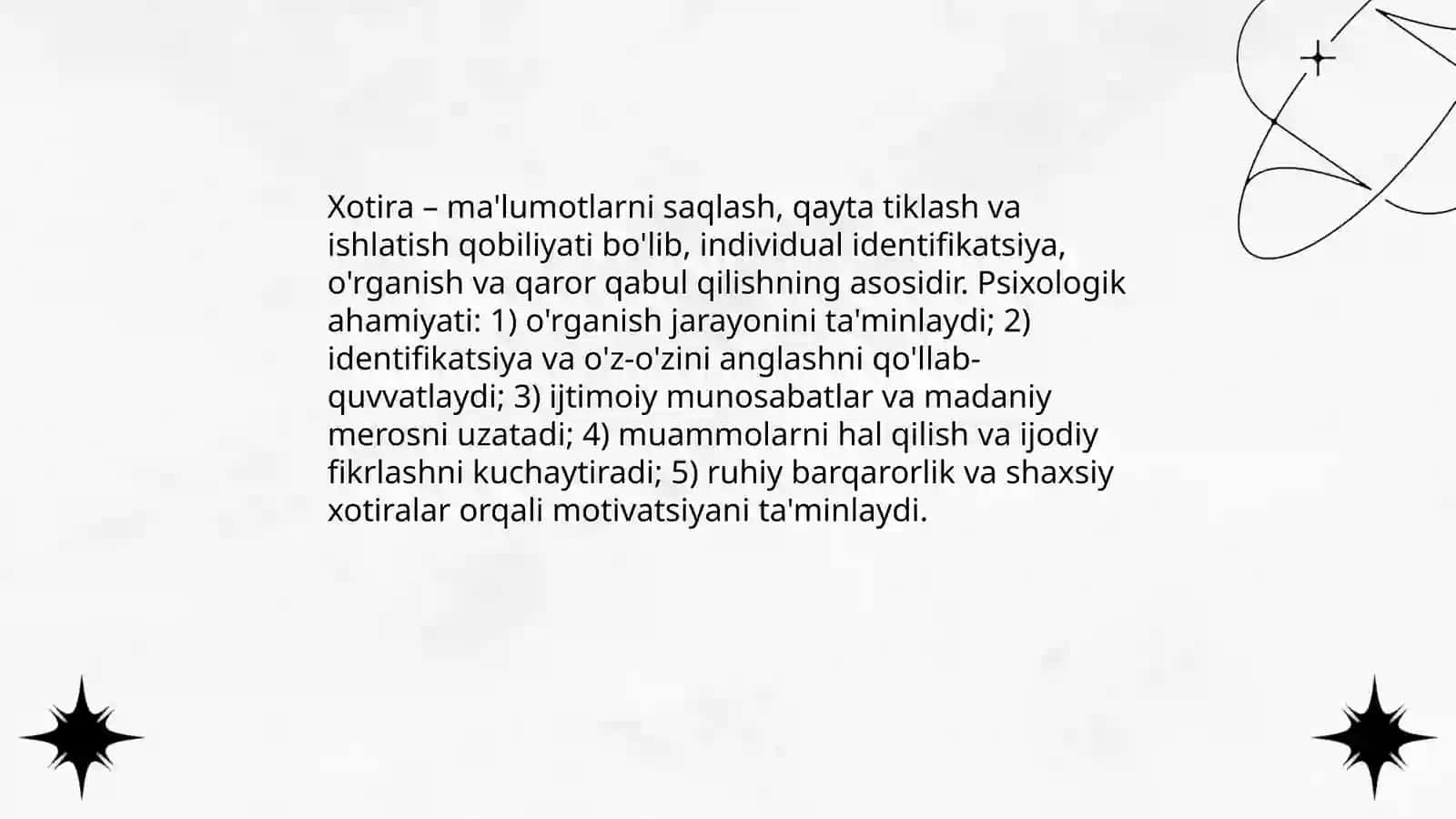 Xotira mavzusida slayd 3