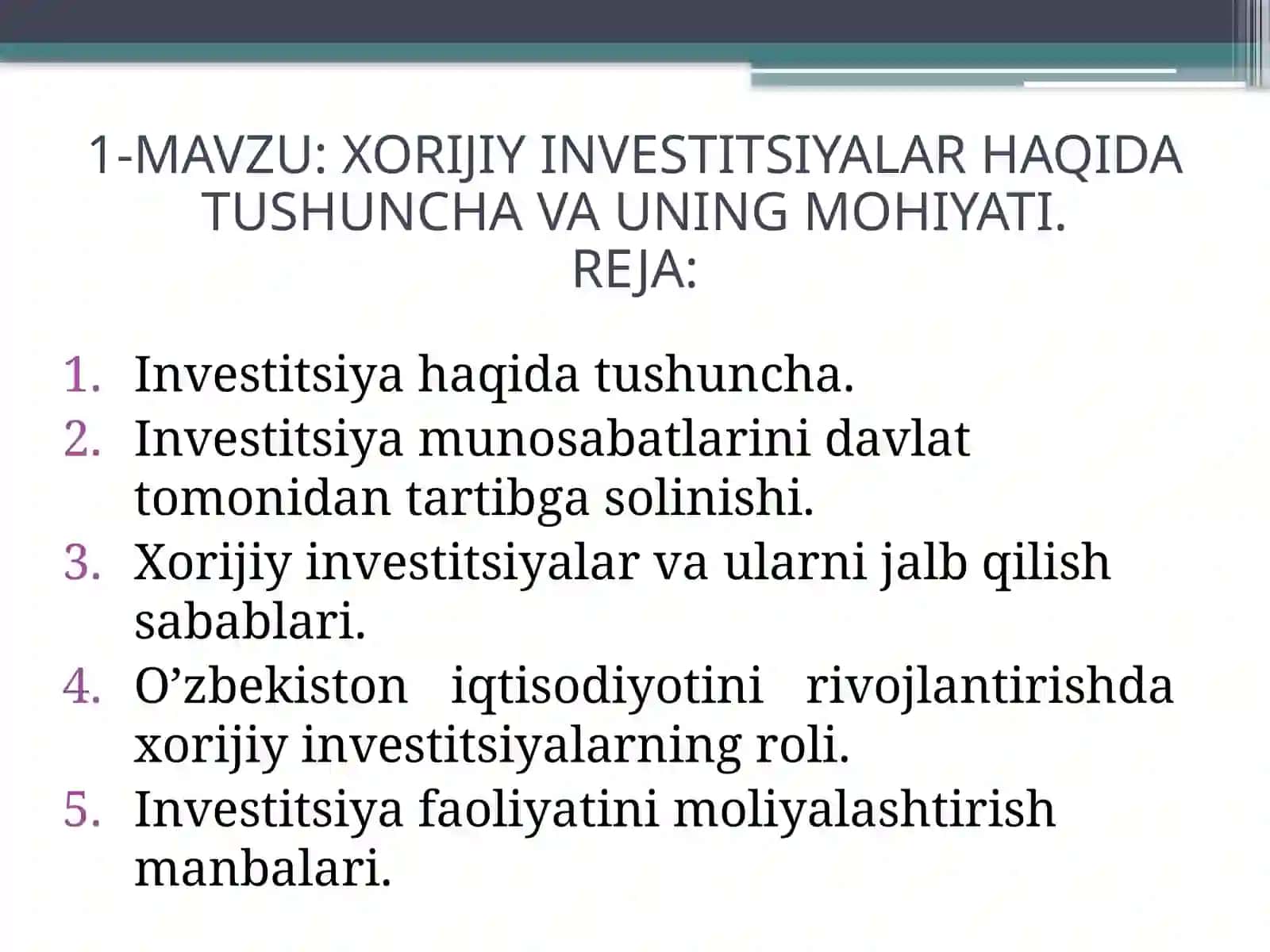 XORIJIY INVESTITSIYALAR 3
