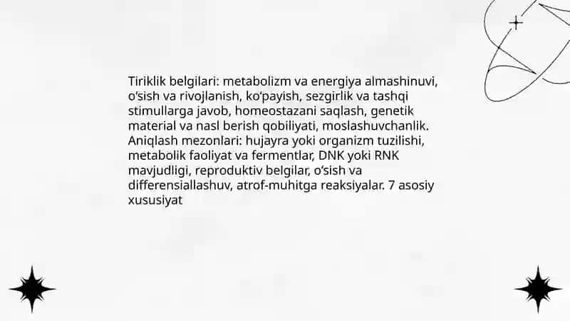 Tiriklik belgilari 3