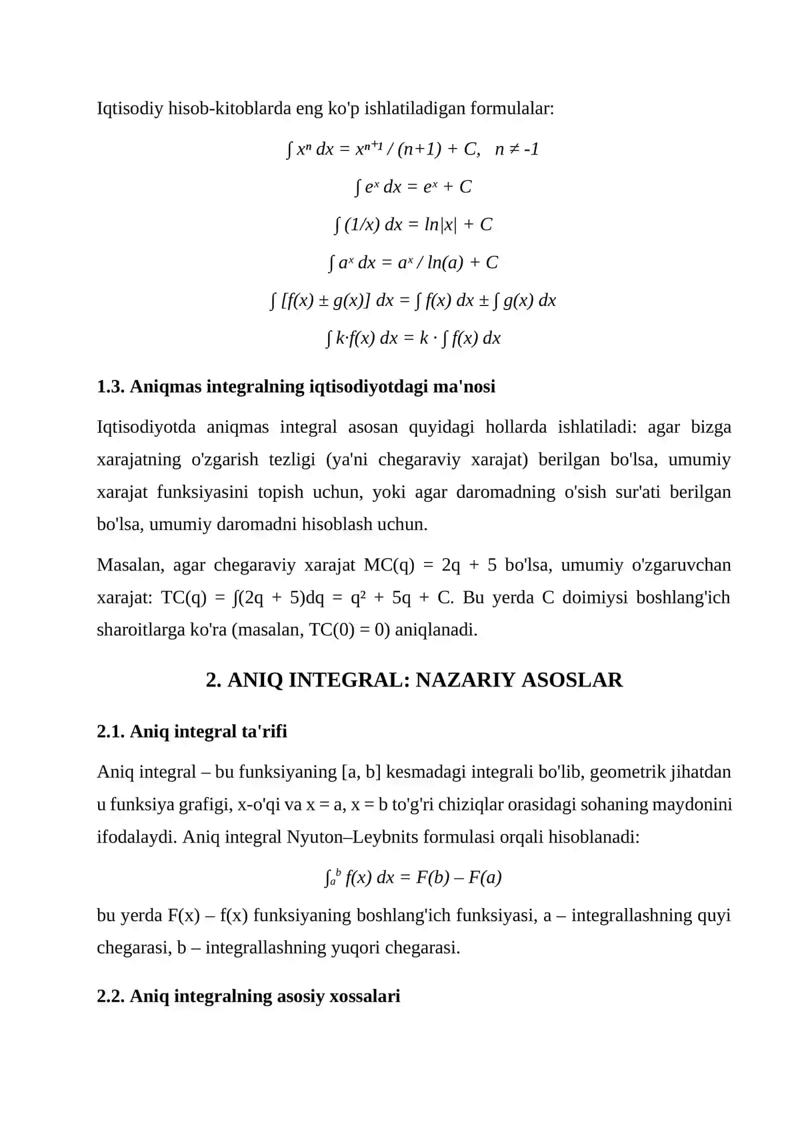 Aniqmas integral. Aniq integral 3