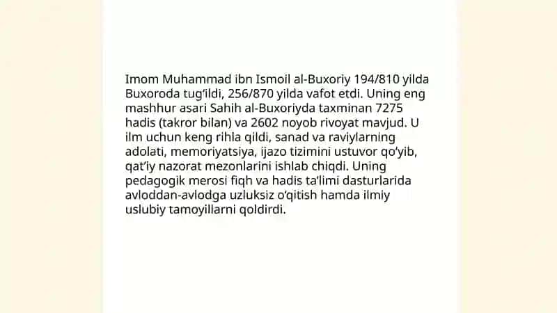 Imom al-Buxoriyning pedagogik ĝoyalari 3