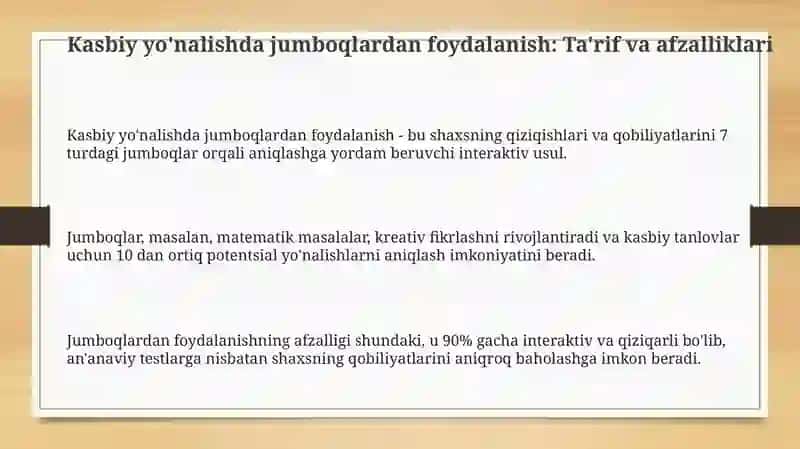 Kasb-hunarga yo'naltirishda boshqotirmalardan foydalanish 3