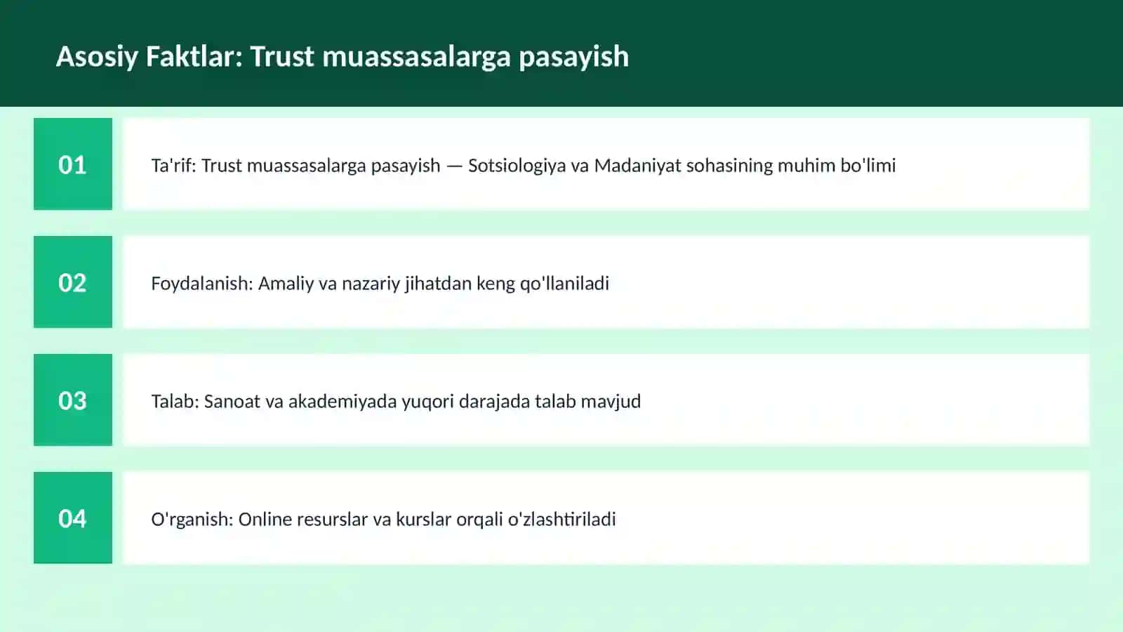 Mavzuga Kirish — Trust muassasalarga pasayish 3