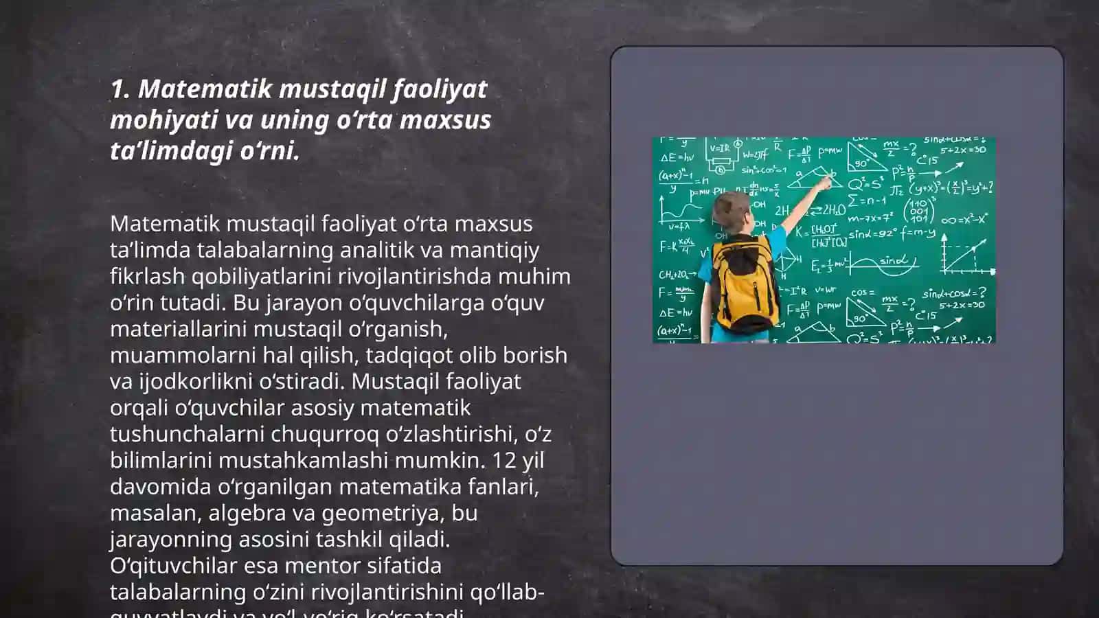 O'rtamaxsus Ta'lim Muassasalari Matematika Kursi 3