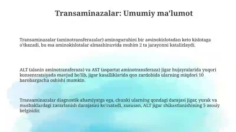 Transaminazalar va Katepsinlar 3