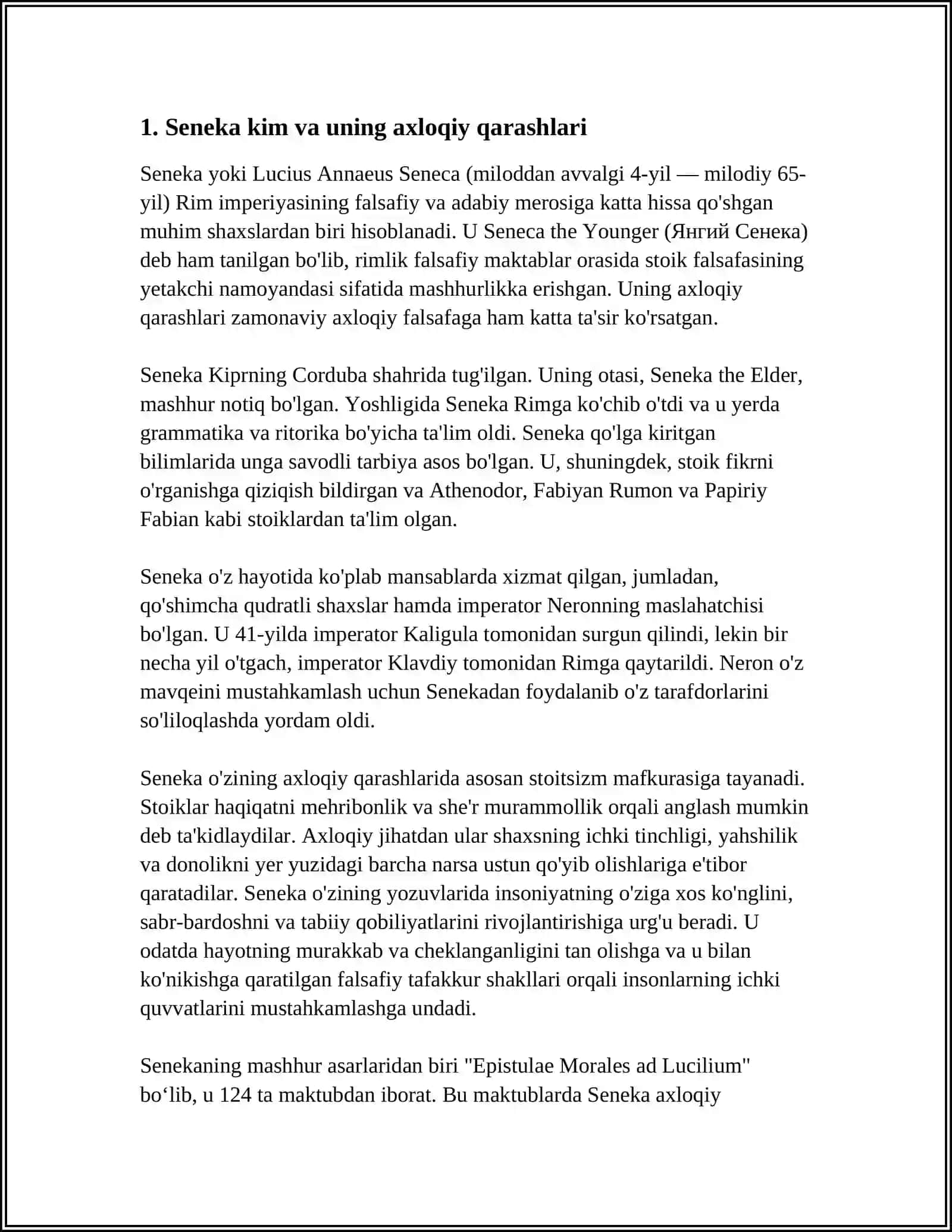 SENEKANING LUTSILIYGA AXLOQIY XATLARI ASARI 3