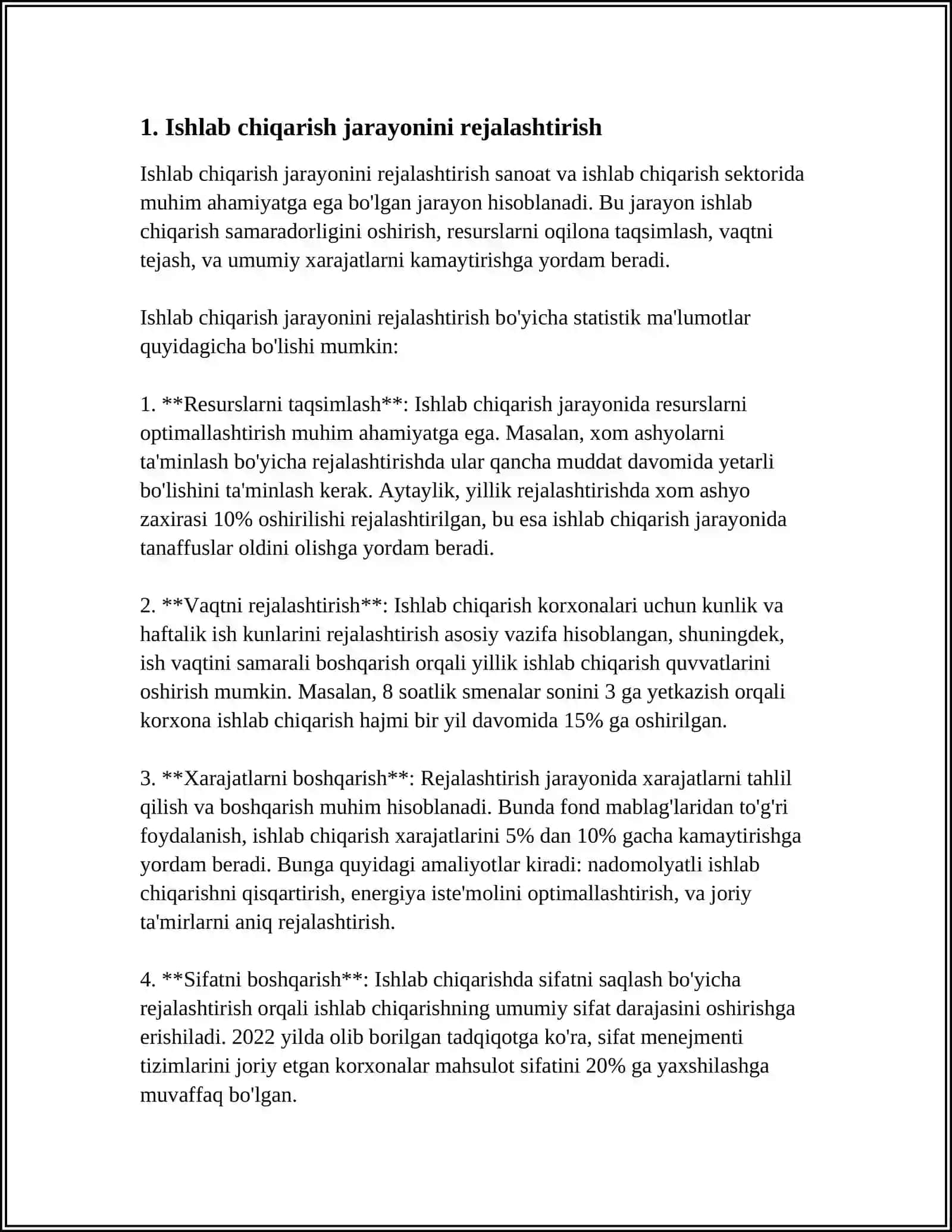 MUSTAQIL ISH Mavzu: ISHLAB CHIQARISH JARAYONINING HISOBI 3