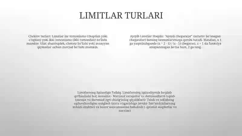 Ajoyib Limitlar Haqida 3