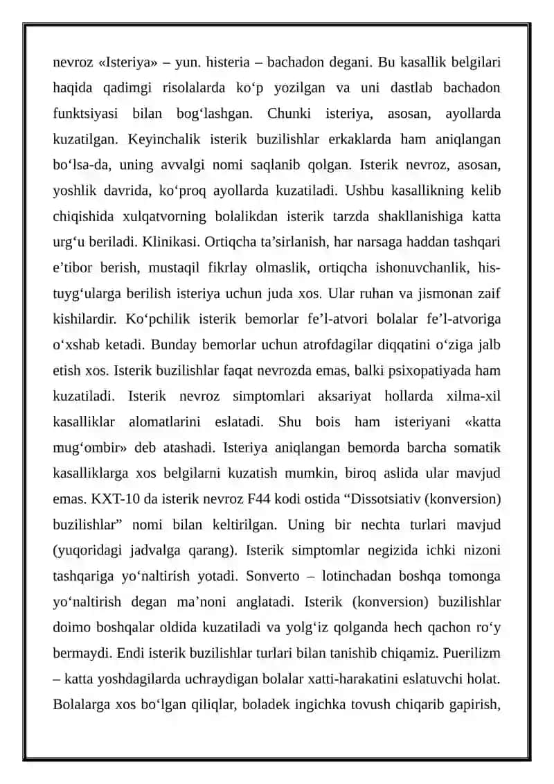 Somatoform buzilishlar tasnifi 3