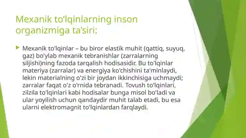 Mexanik to’lqinlarning inson organizmiga ta’siri: 3