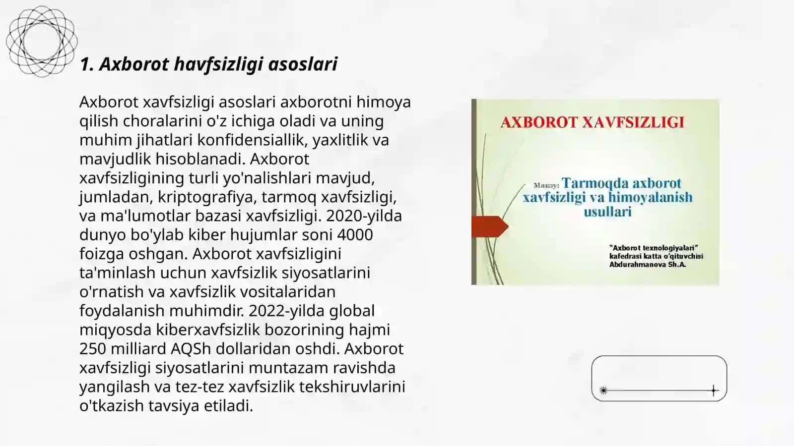 Axborot havfsizligini ta’nilash usullari 3