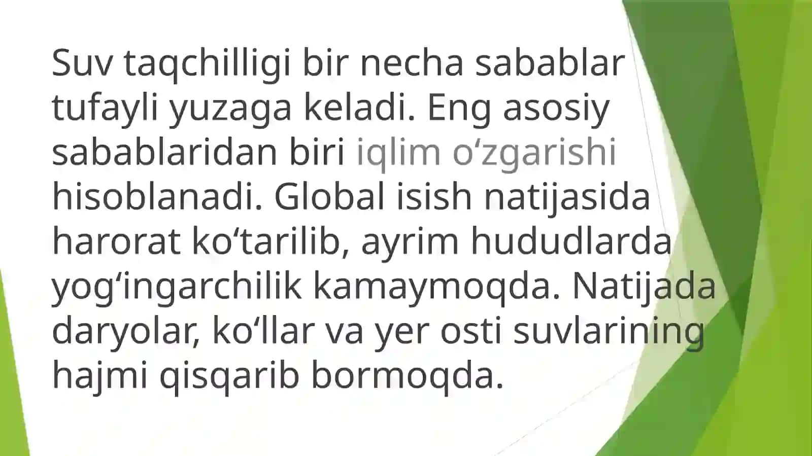 Suv taqchilligi muammosi 3