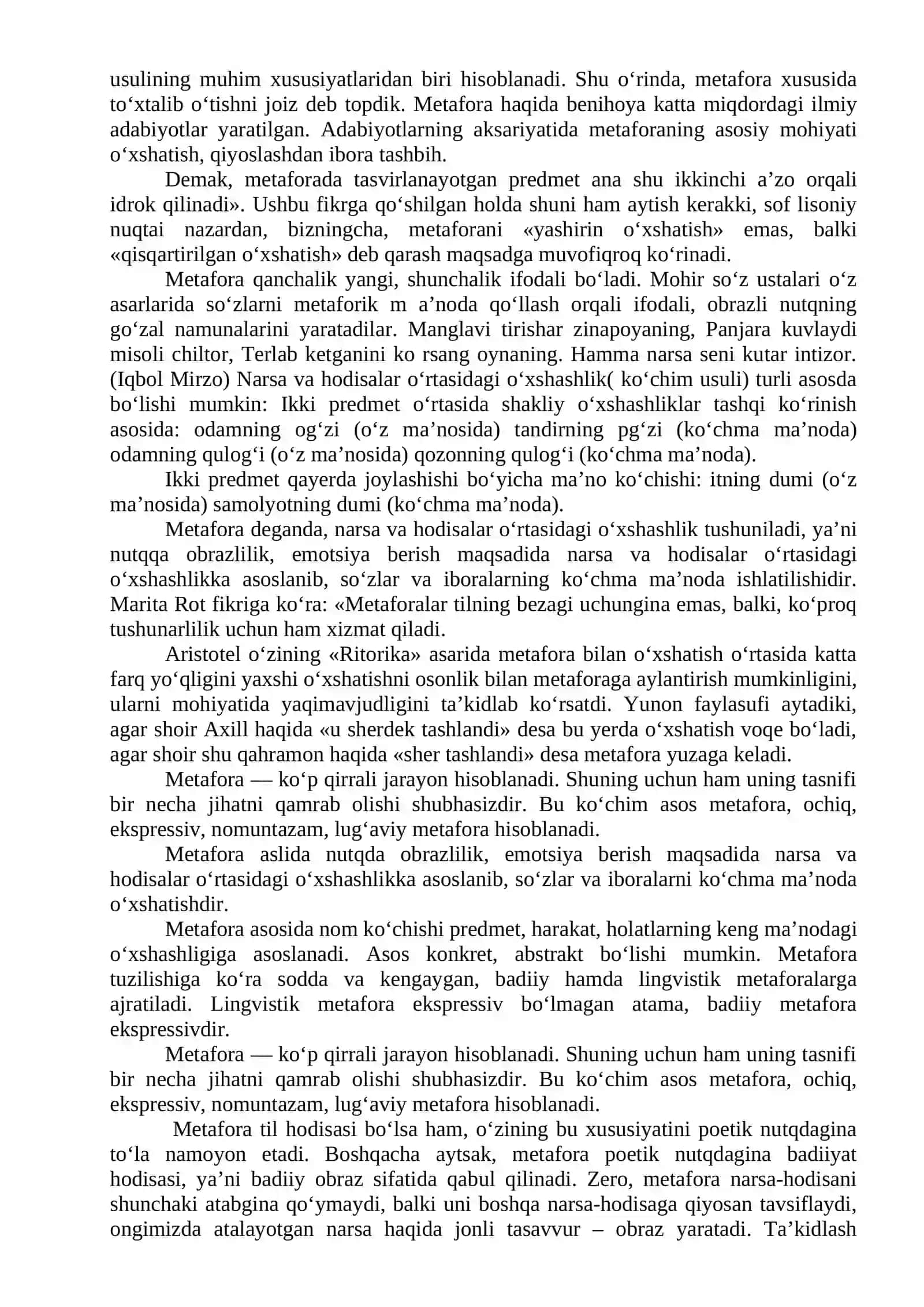 Metaforaning badiiy san’at hosil qilish xususiyatlari 3