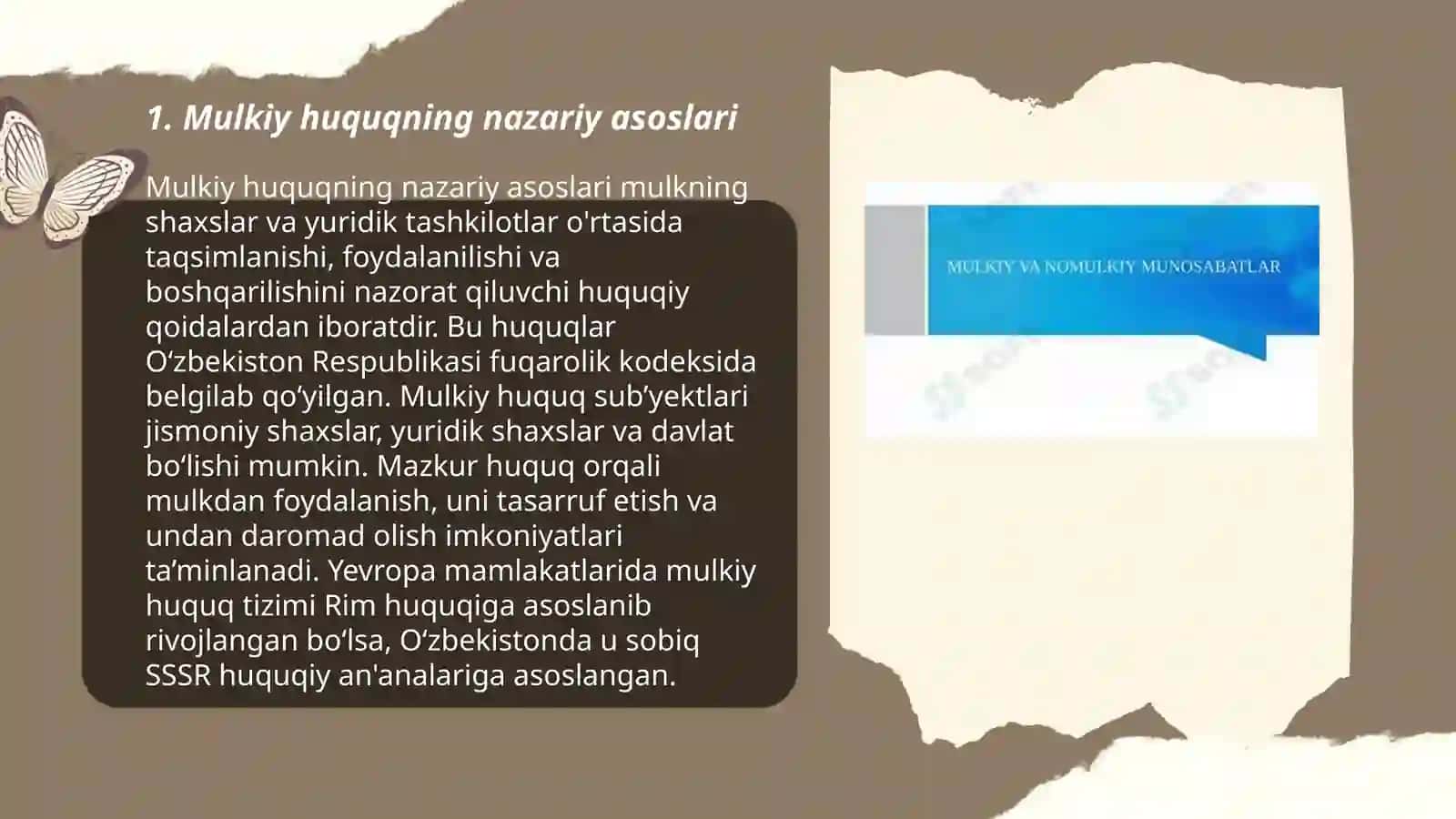 Mulkiy va nomulkiy munosabatlar 3