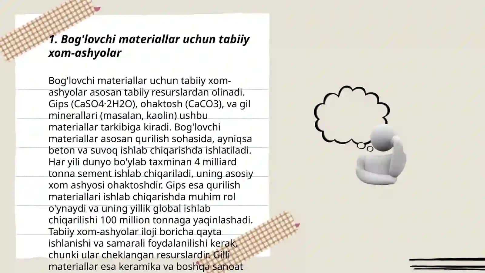 Bog'lovchi materiallar ishlab chiqarish jarayoni uchun xom-ashyolar 3