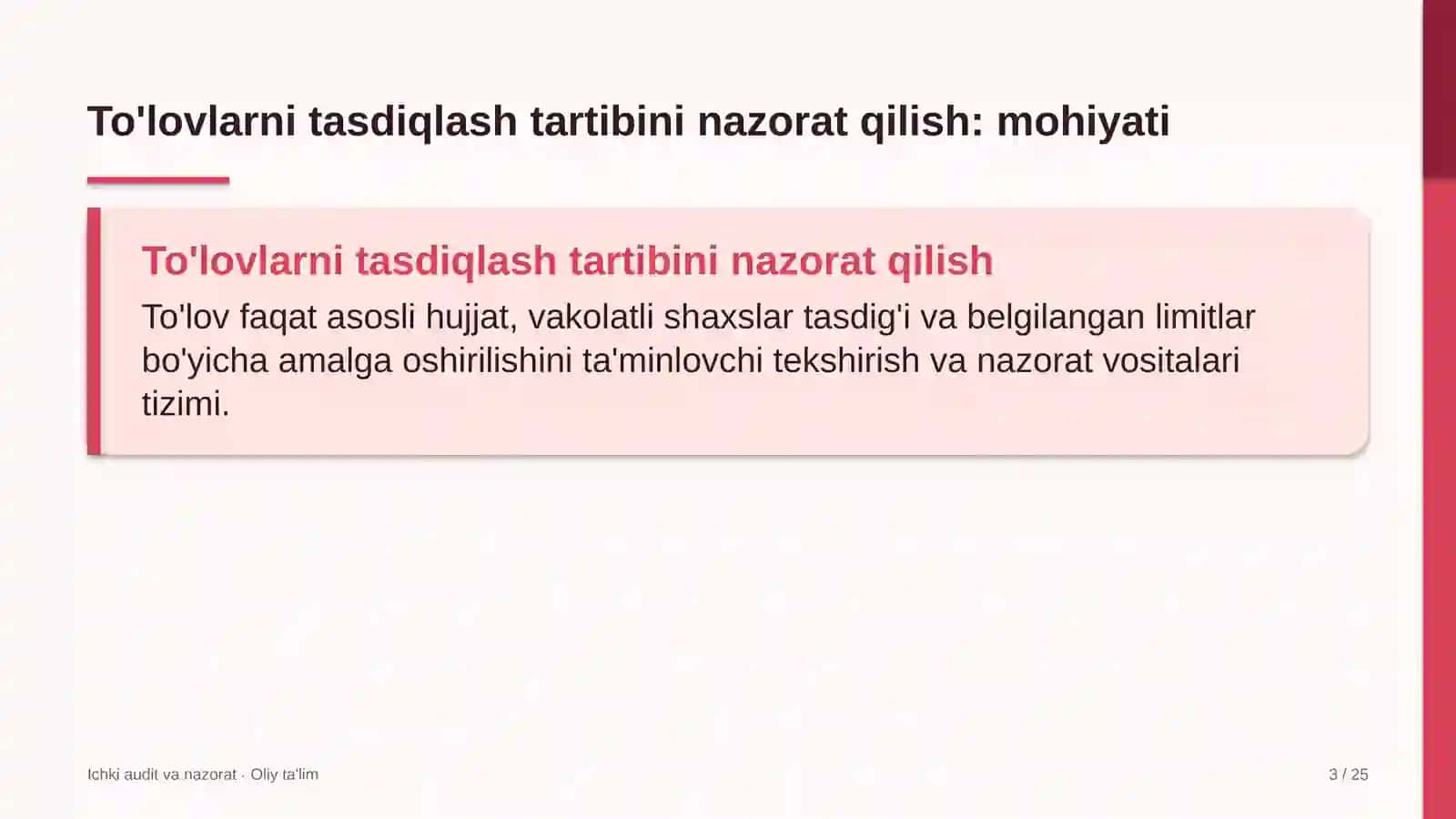 Atrof-muhitni muhofaza qilish organlarida to'lovlarni tasdiqlash tartibini nazorat qilish 3