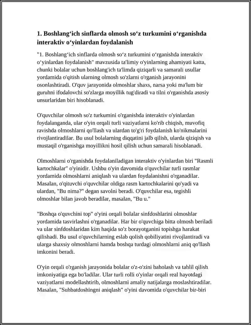 OLMOSH SÕZ TURKUMINI ÕRGANISHDA TALIMIY ÕYINLARDAN FOYDALANISH 3