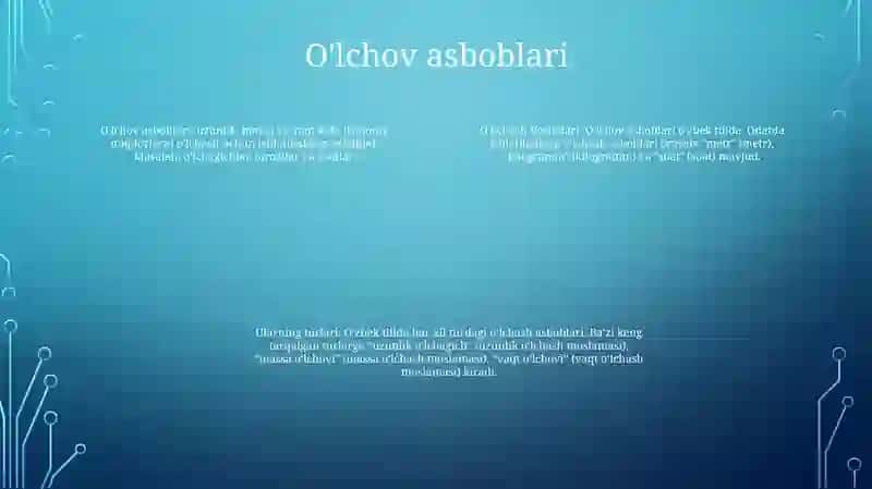 O'Lchov Vositalari, Ularning Turlari 3