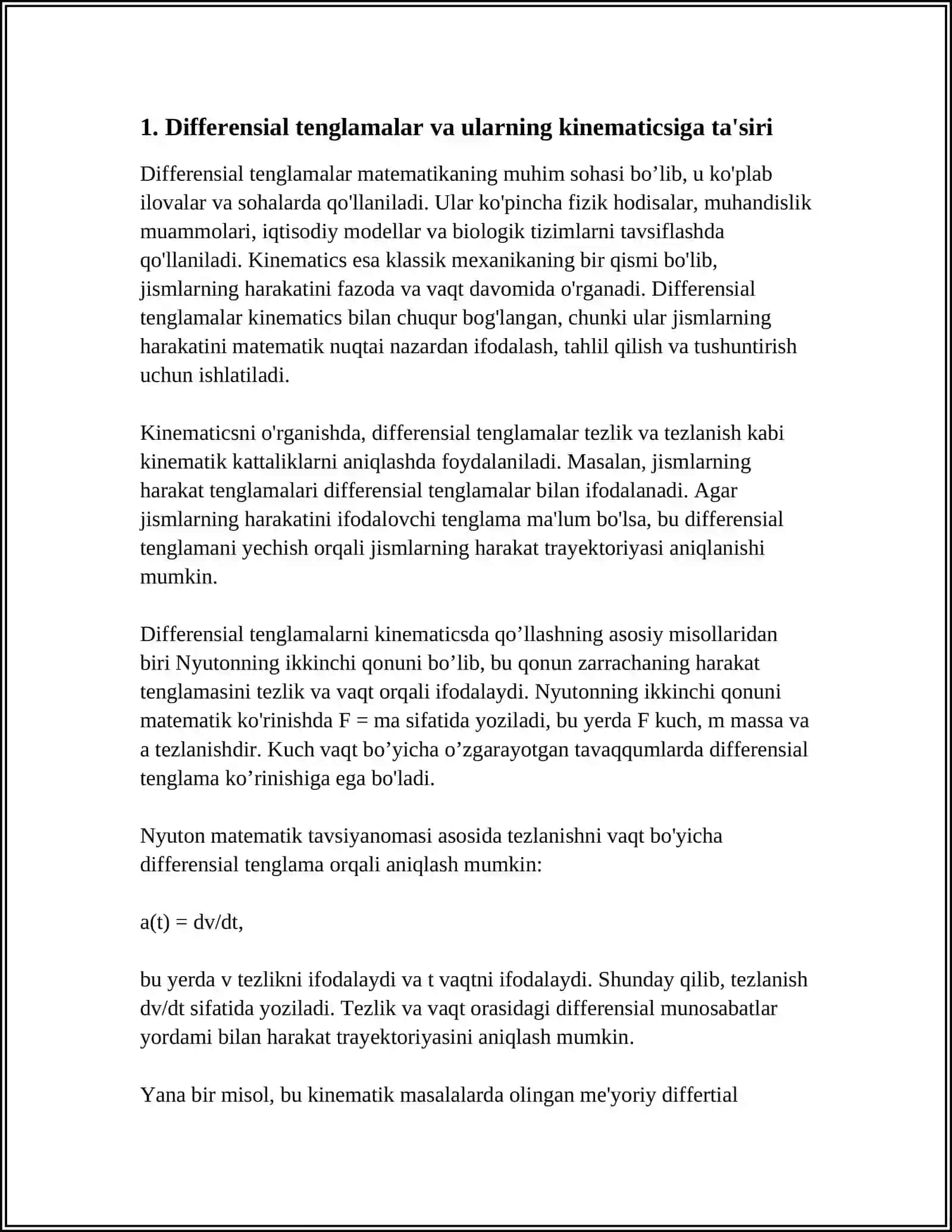 KINIMATIKA VA DINAMIKADA DIFFERENSIAL HISOB TADBIQLARI 3
