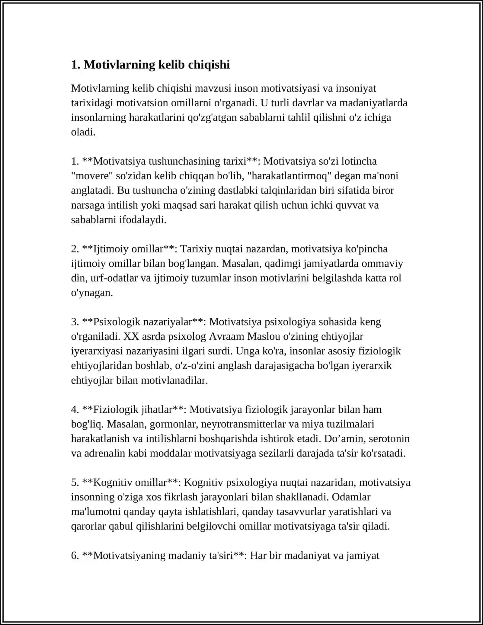 MOTIV VA UNING TURLARI 3