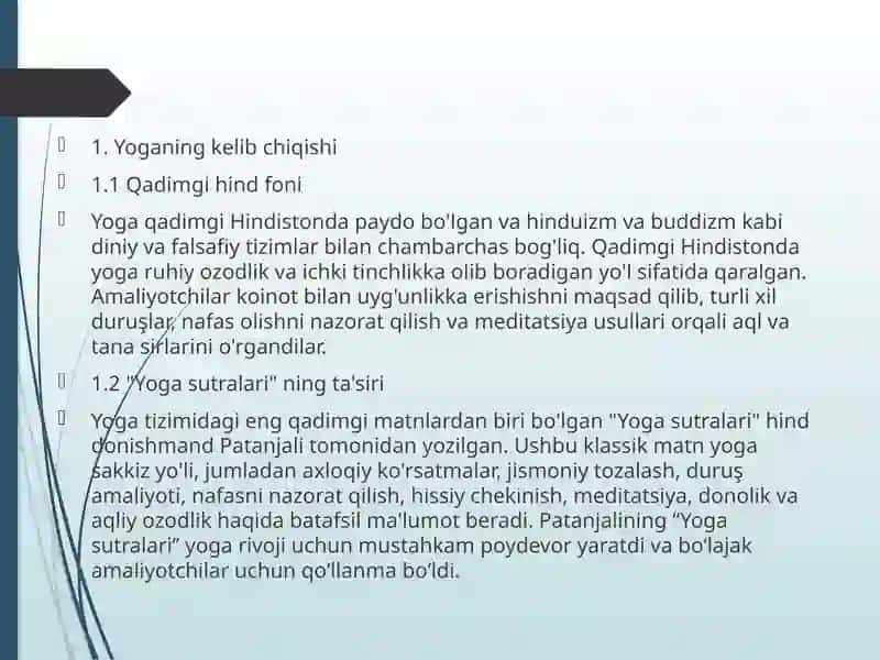 Yoga usuli kelib chiqishi va rivojlanishi 3