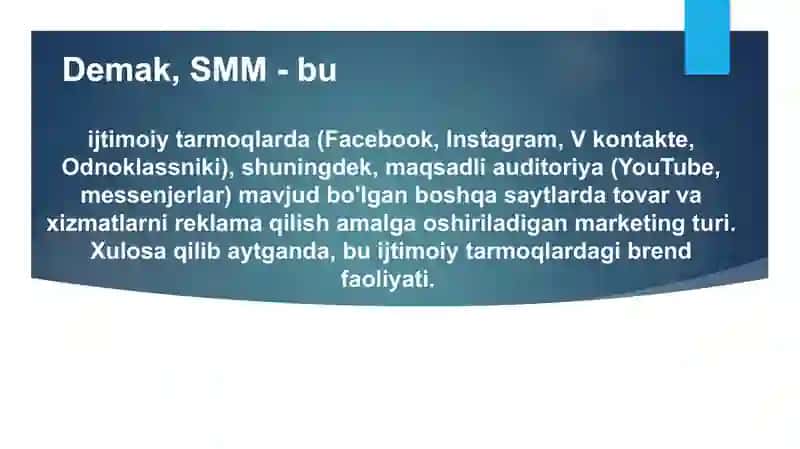 SMM SABOQLARI 3
