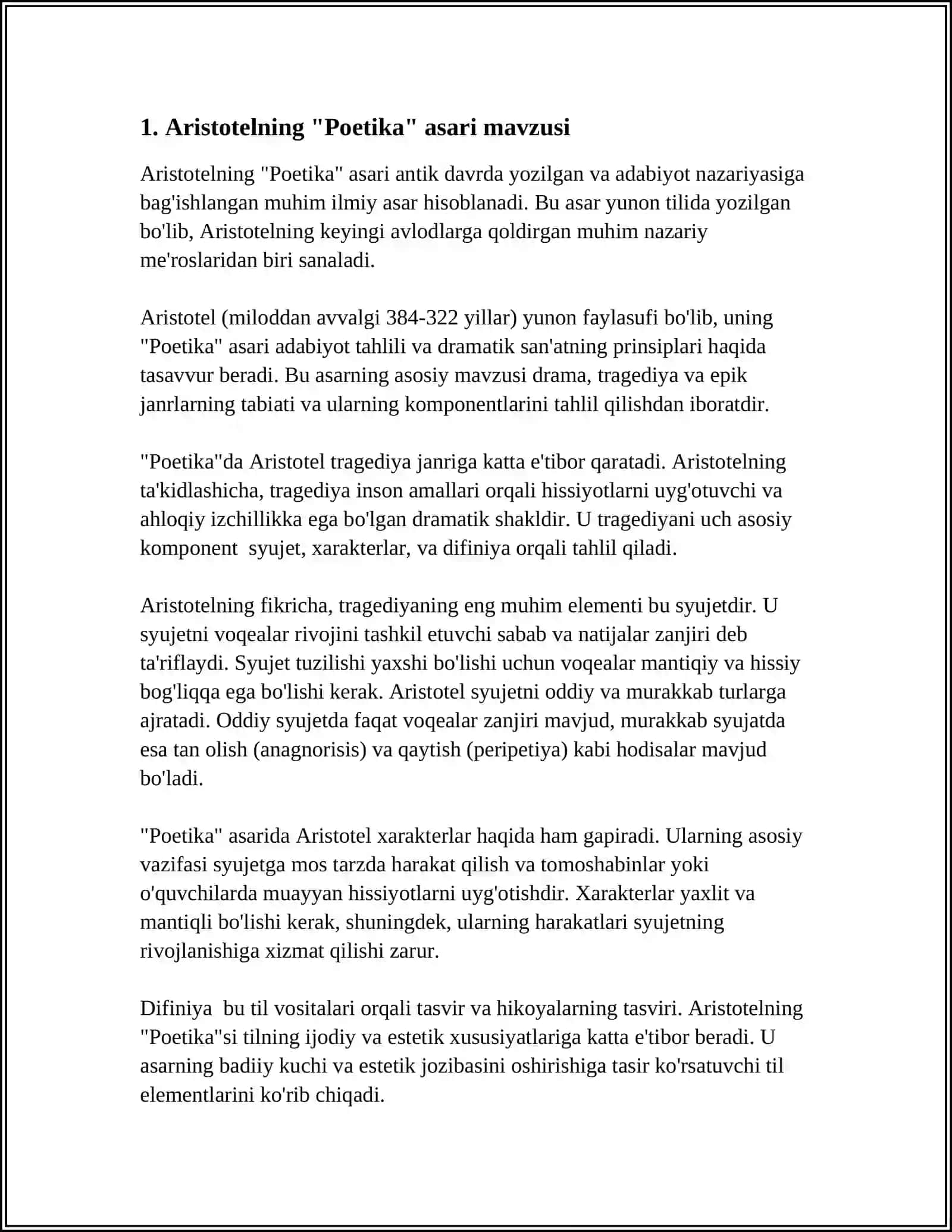 ARISTOTELNING POETIKA ASARINI OʻRGANISH 3