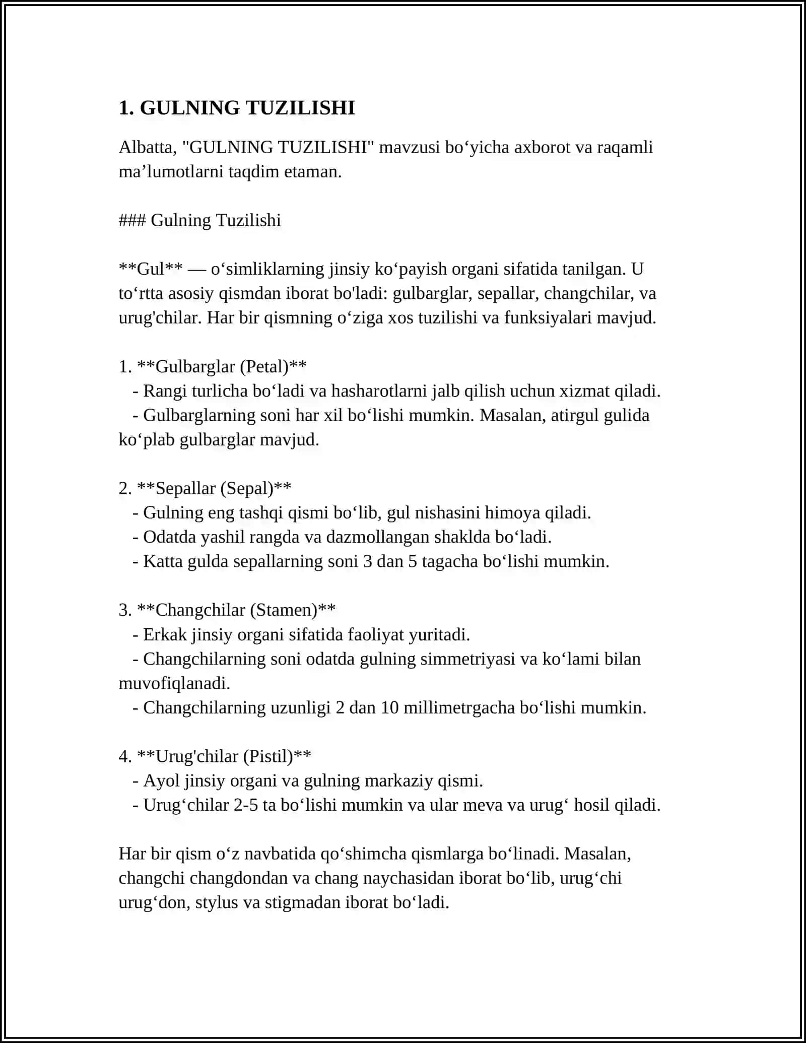 GUL TUZILISHI VA TIPLARI 3