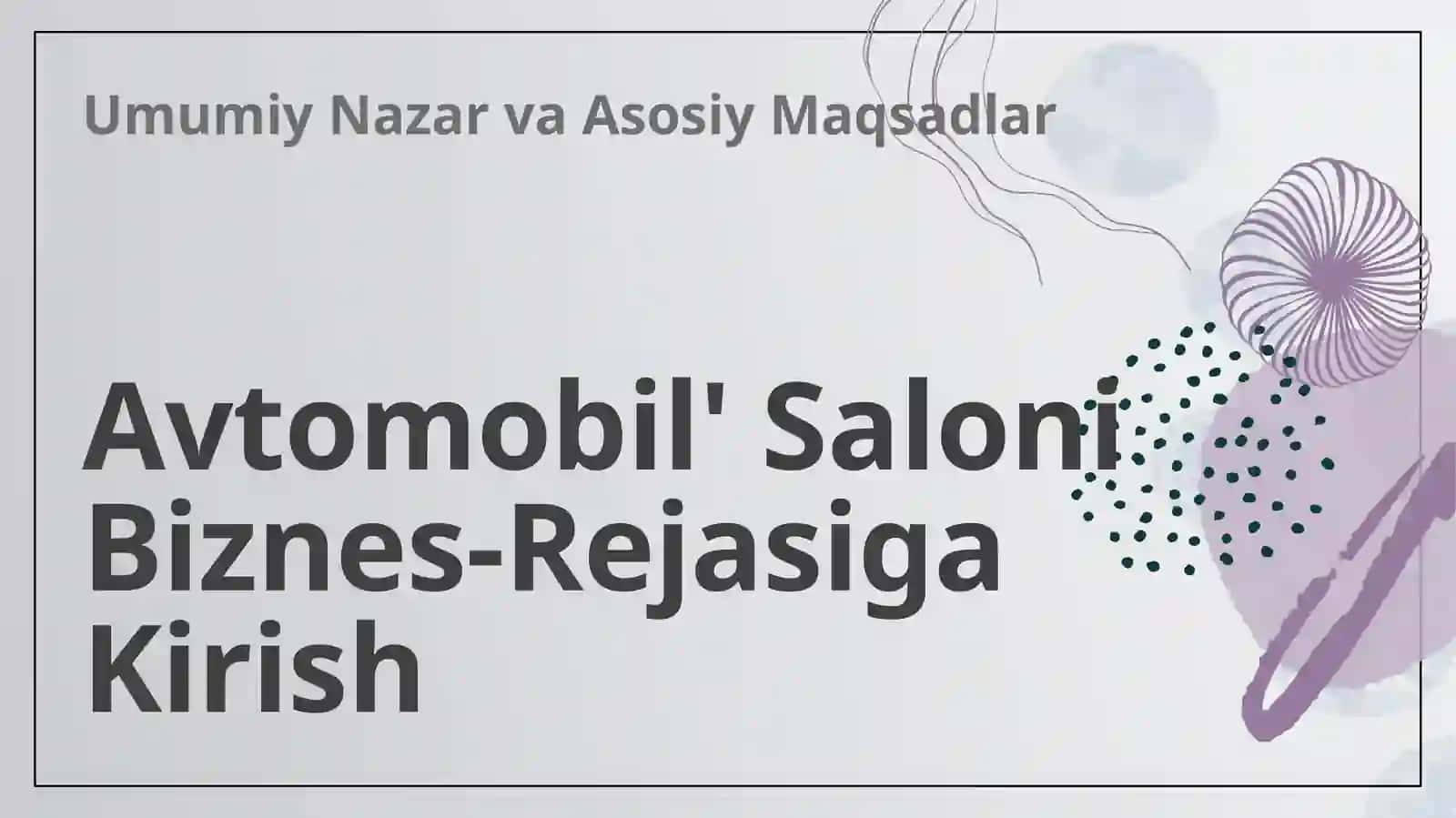 Biznes plan: Avtomobil saloni 3