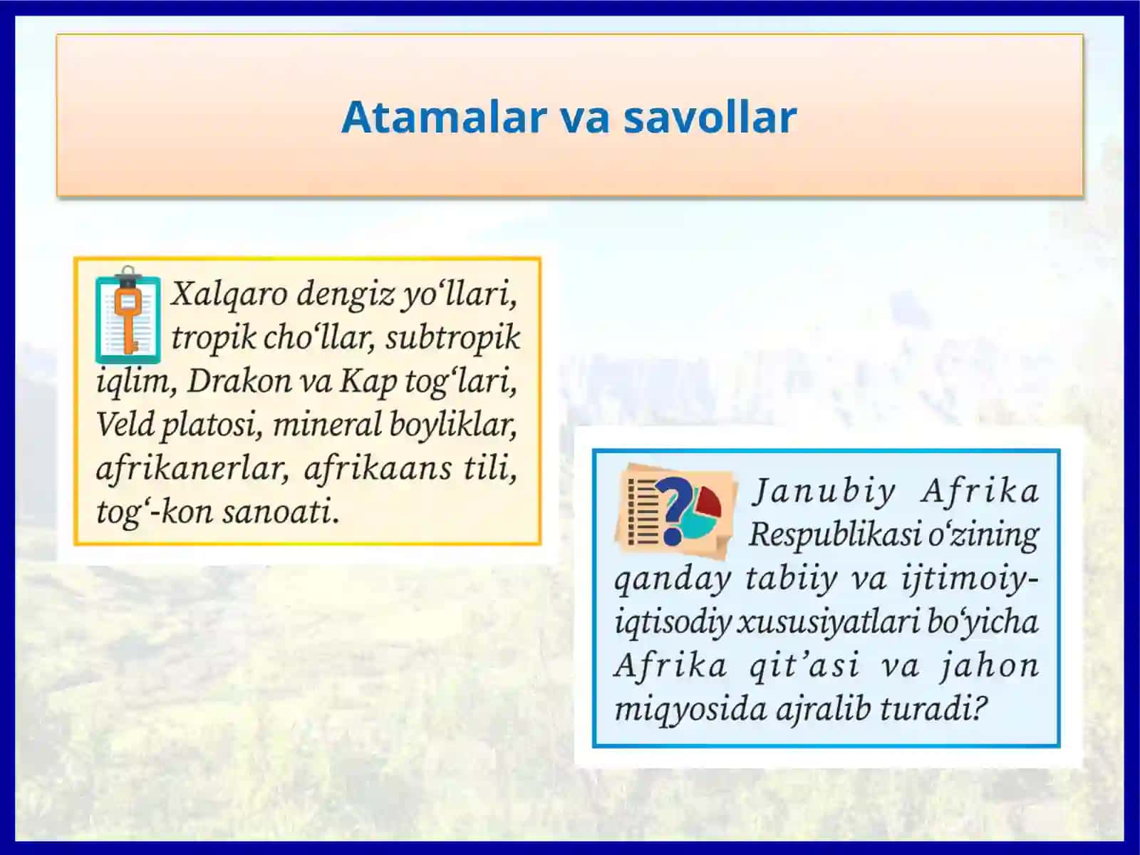 O‘tilgan mavzu mustahkamlash 3