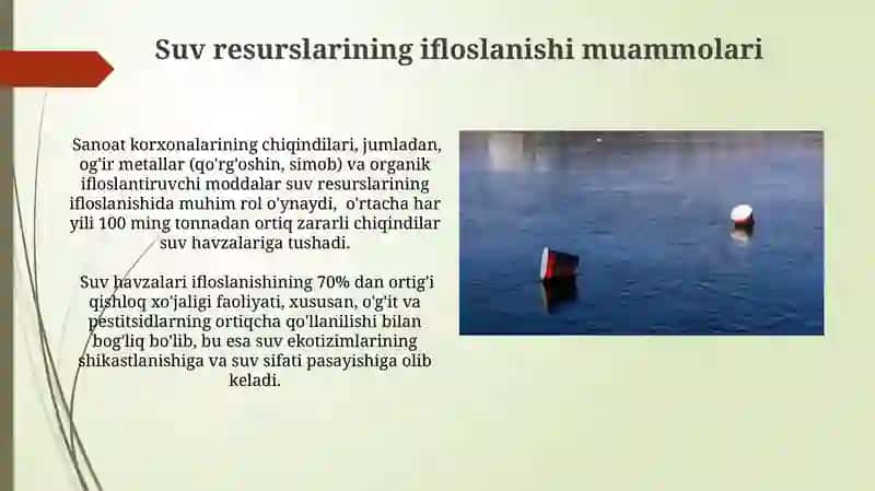 Suv resurslarini ifloslanish muammolari 3