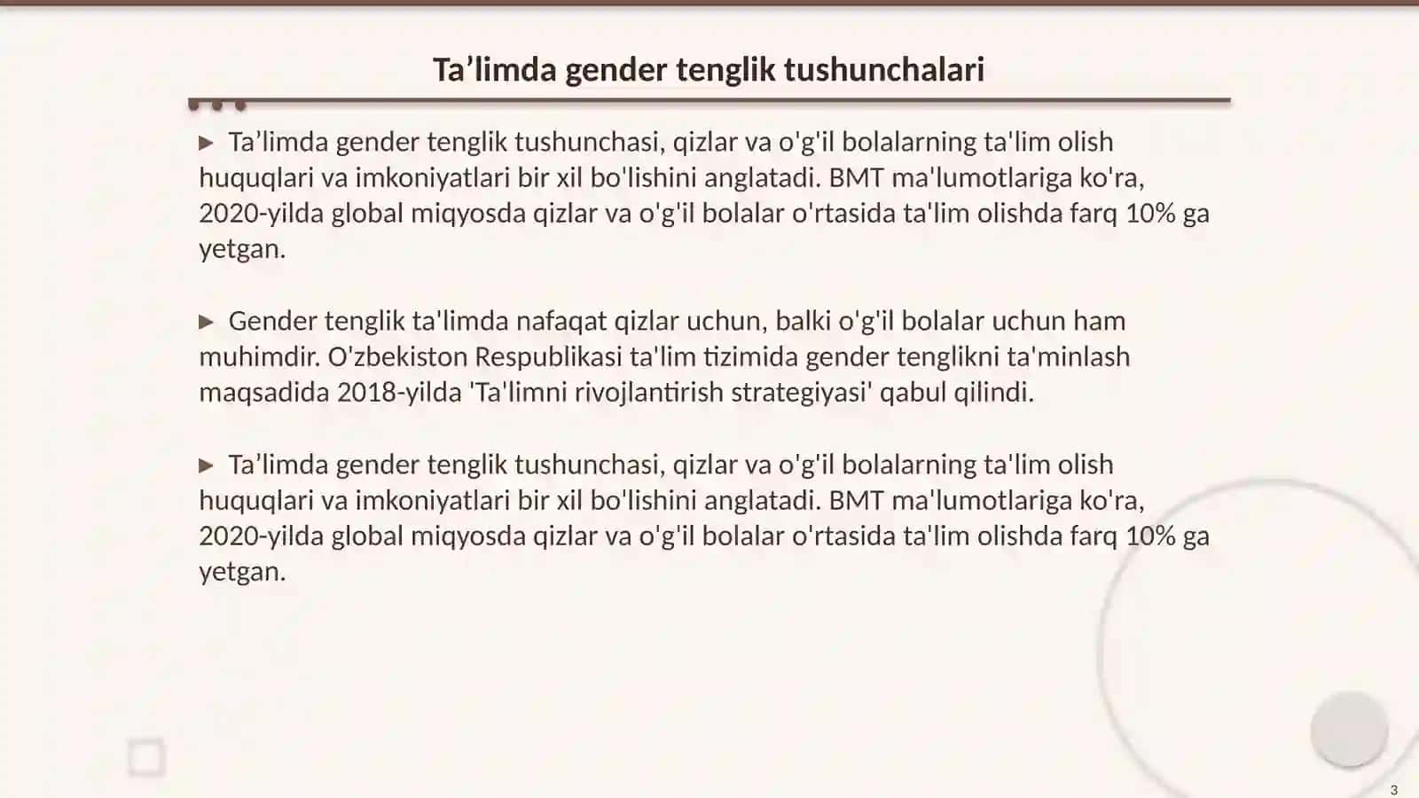 Taʼlim va bantlik soxasida gender tenglik 3