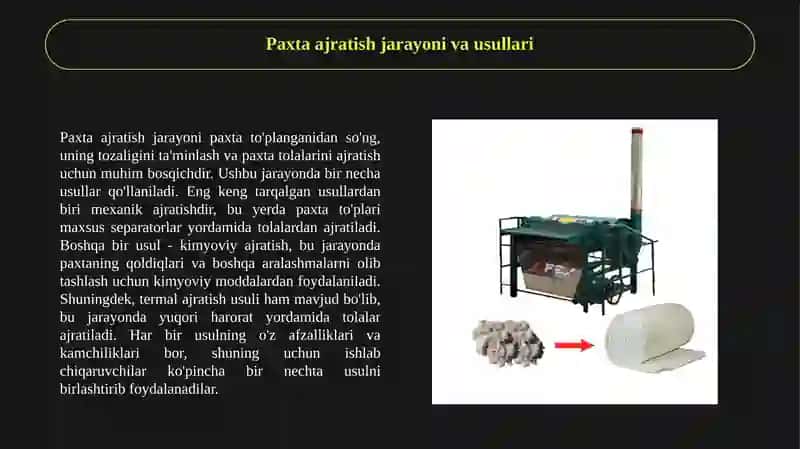 Paxta separatorlari. 3