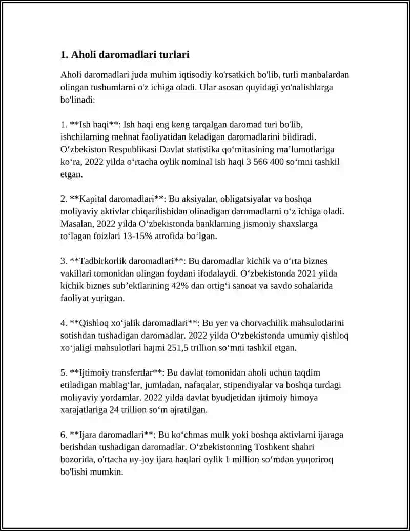 AHOLI DAROMADLARI VA DAVLATNING IJTIMOIY SIYOSATI 3