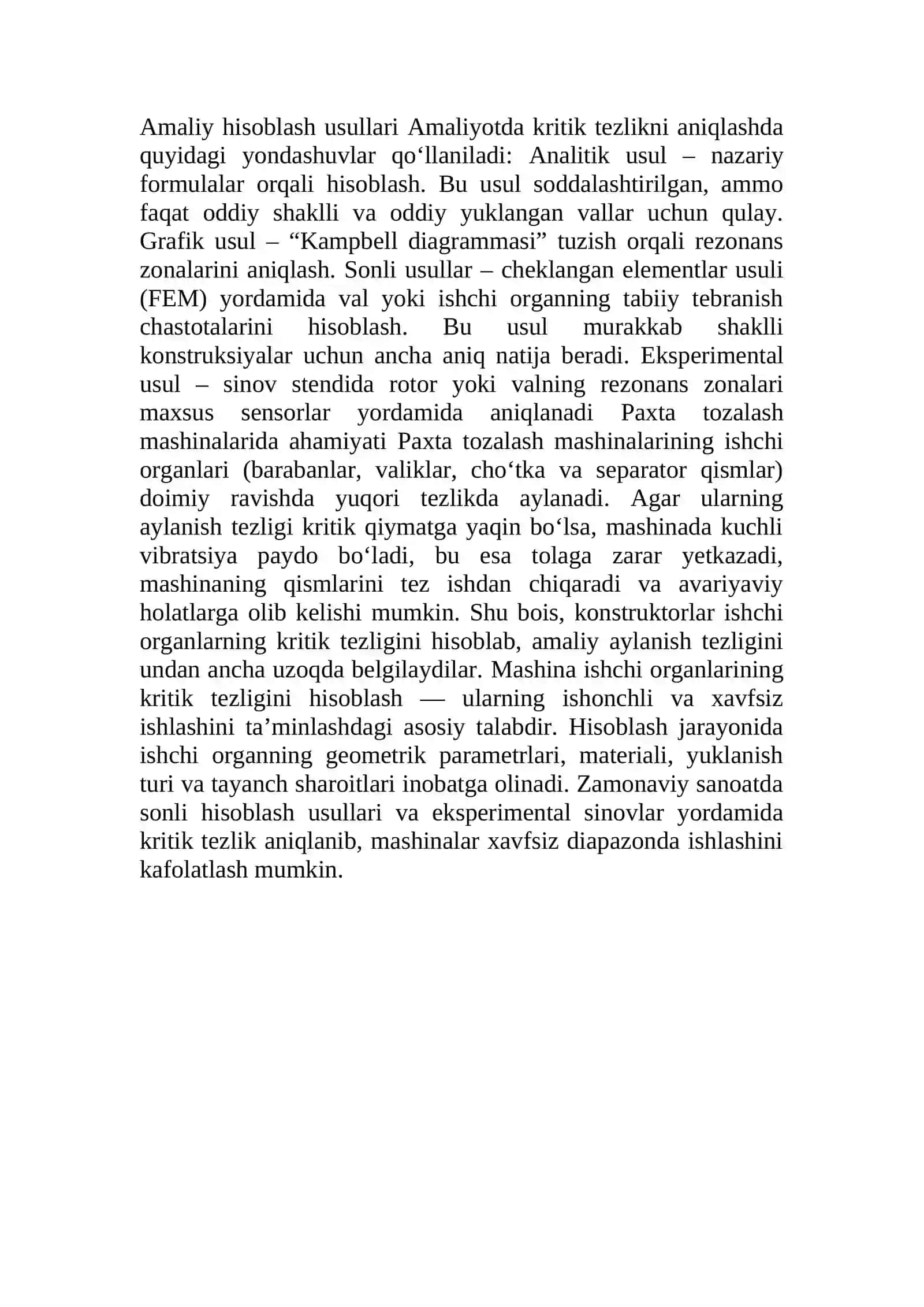 Mashinalarni ishchi organlarinining kritik tezligini hisoblash 3