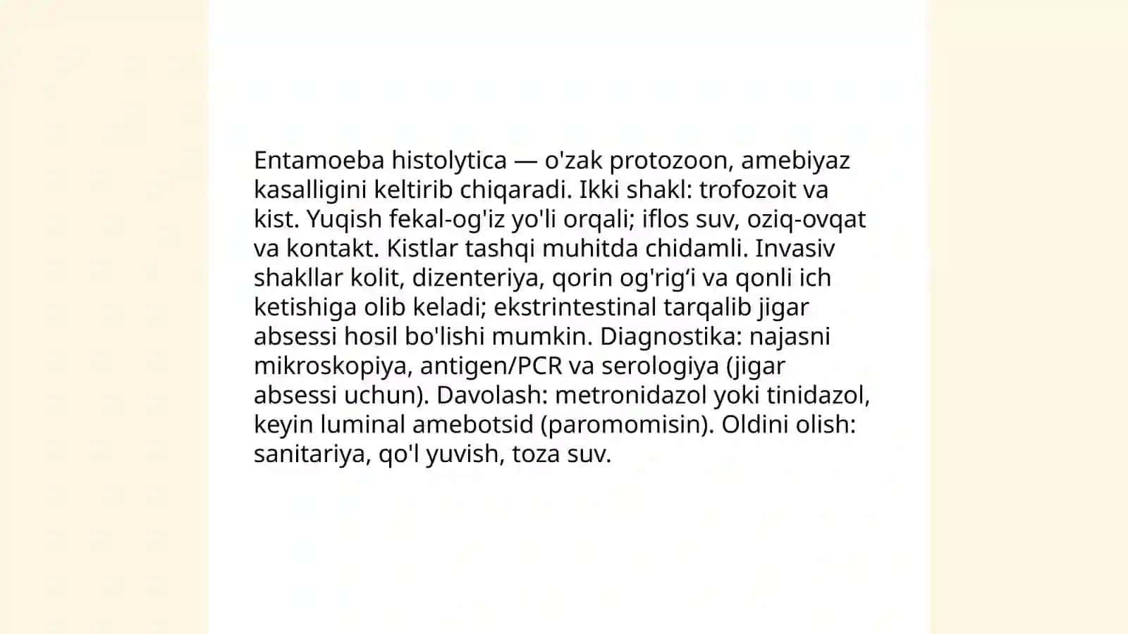 Odamda parazitlik qiluvchi sodda hayvonlar 3