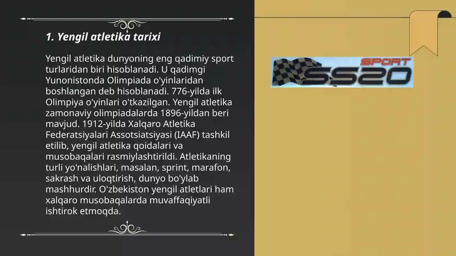 Sportning yengil atletika turi bo'yicha umumiy ma'lumot 3