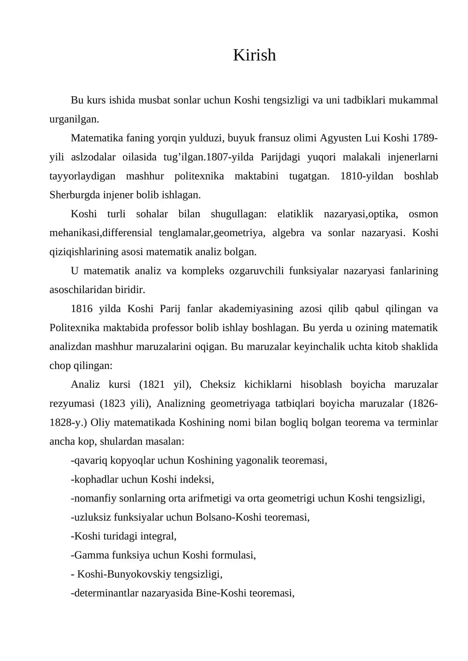 Koshi Tengsizligi va uning Tadbiqlari 3